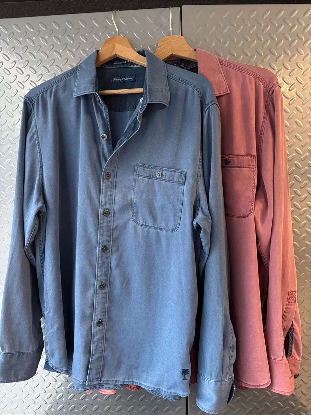 2 Tommy Bahama Blue & Dusty Rose Button-Down Shirts - Men